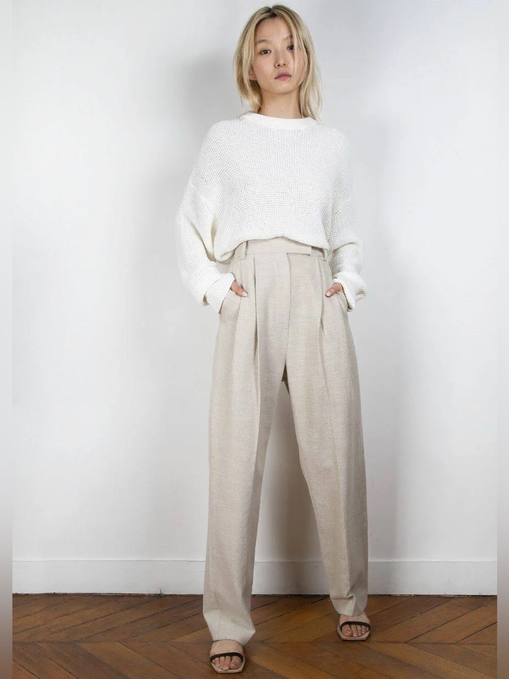 Frankie Shop Pace Linen Pleated Trousers